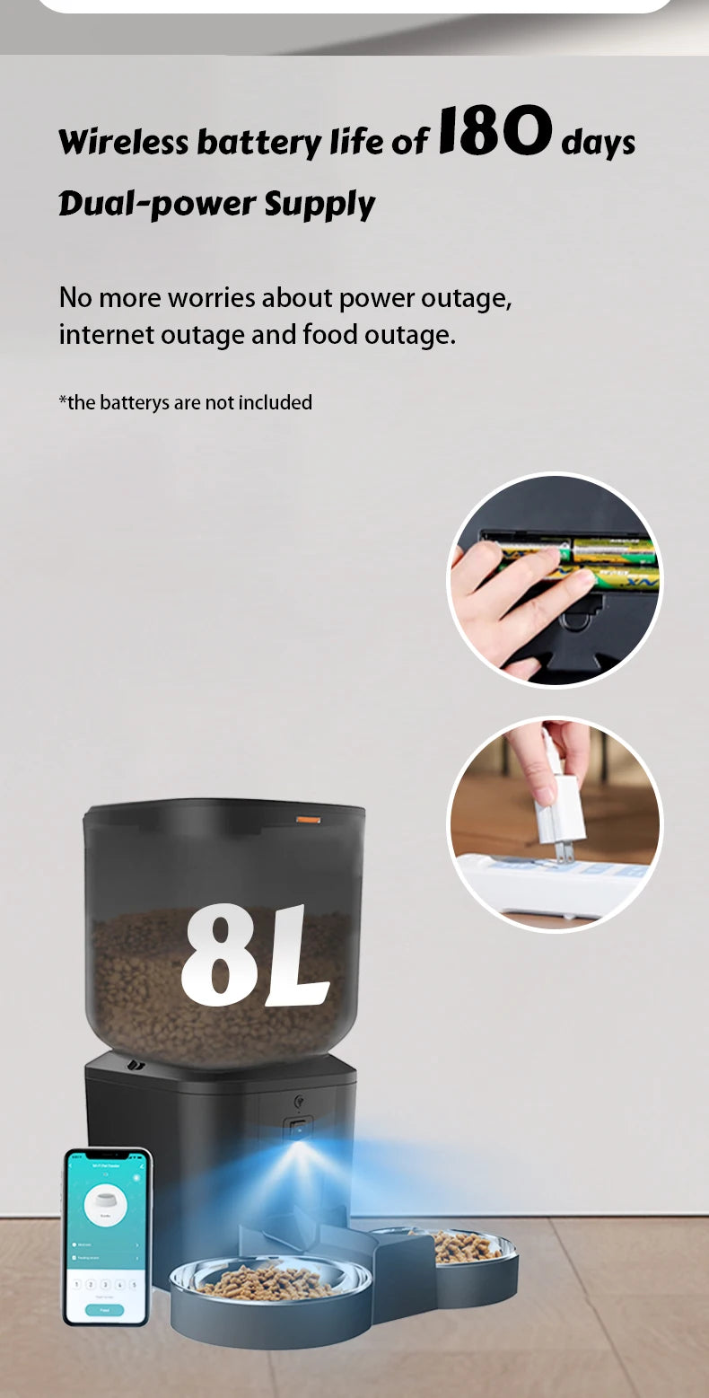 8L Smart Automatic Pet Feeder – HD Camera, Voice Control & App