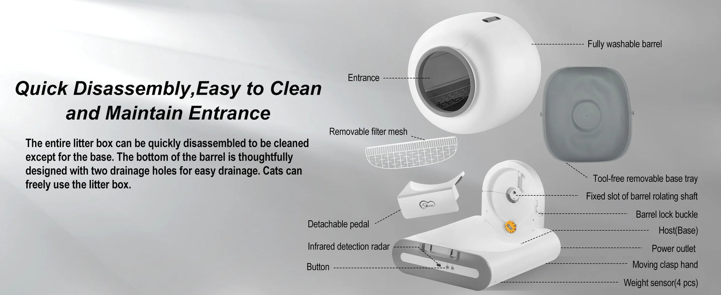 Smart Self-Cleaning Cat Litter Box – App-Controlled Automatic Litter