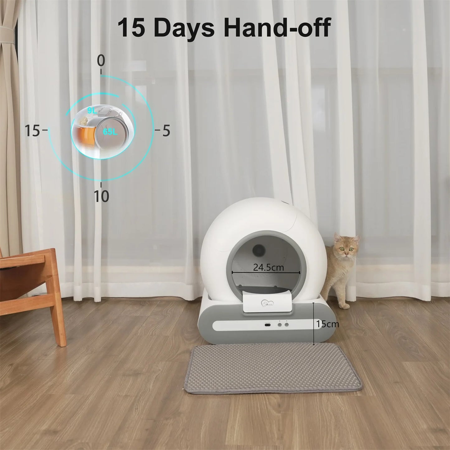 Smart Self-Cleaning Cat Litter Box – App-Controlled Automatic Litter
