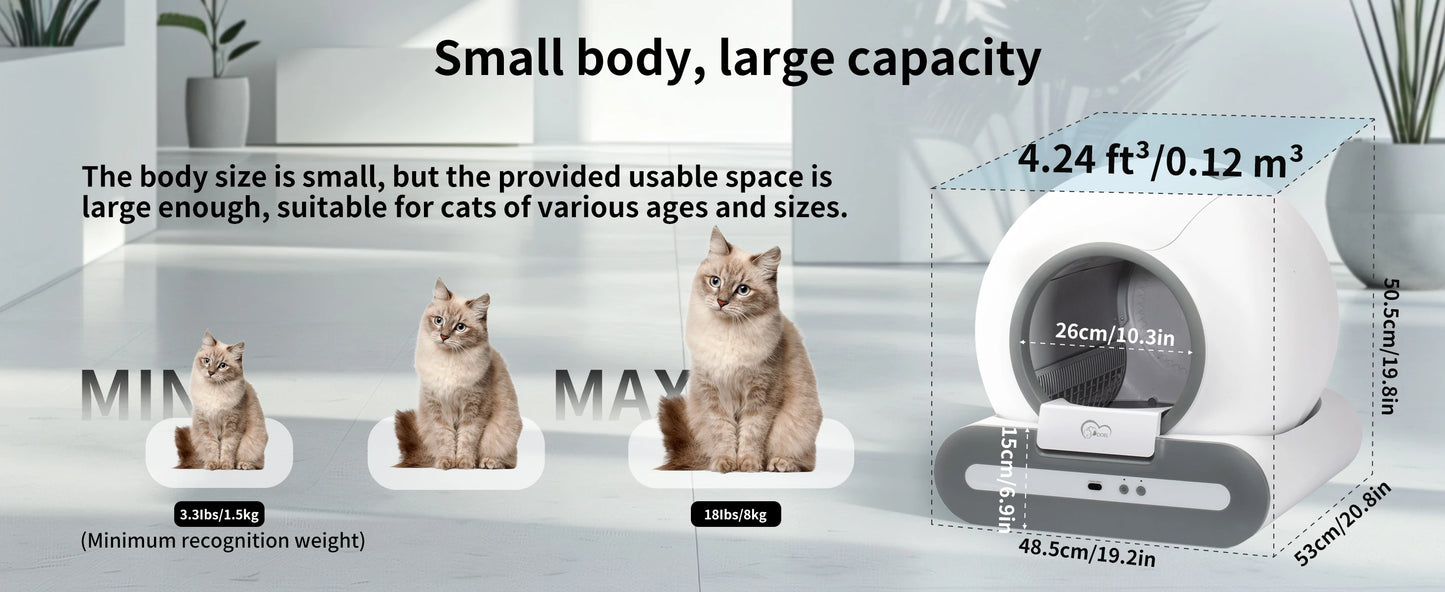 Smart Self-Cleaning Cat Litter Box – App-Controlled Automatic Litter