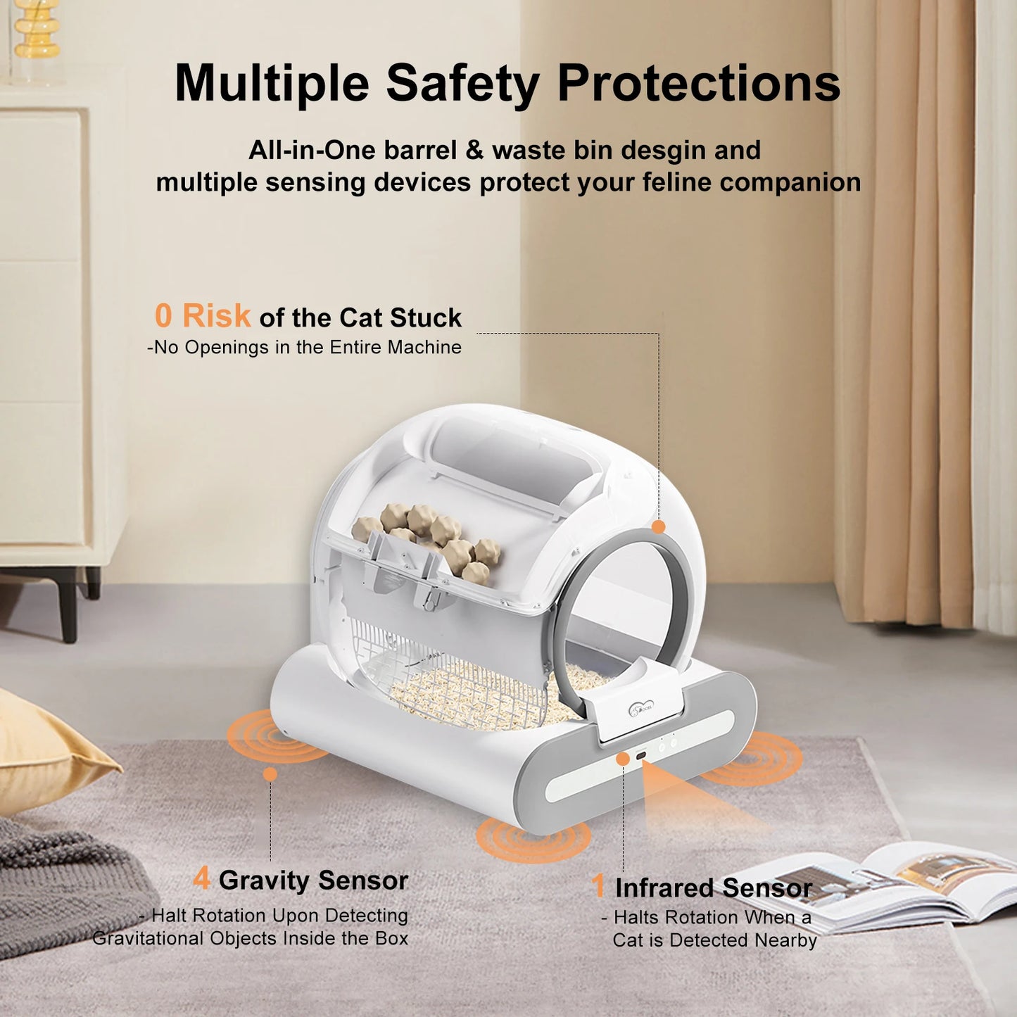 Smart Self-Cleaning Cat Litter Box – App-Controlled Automatic Litter
